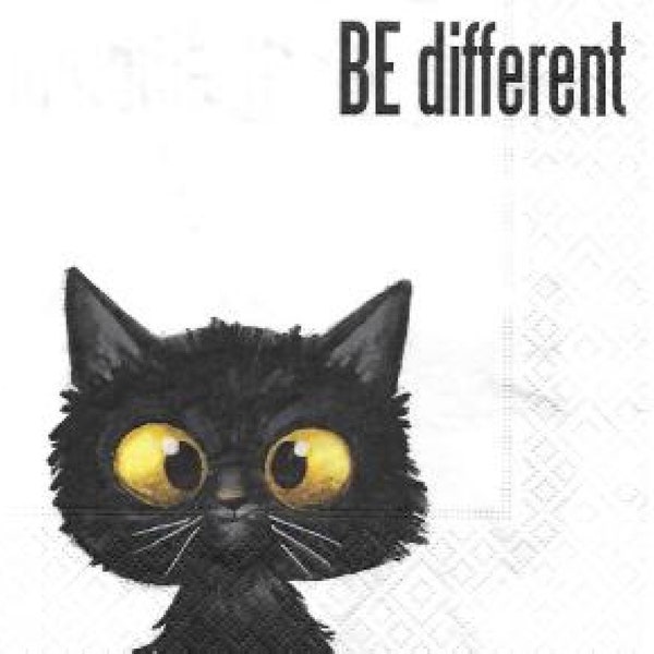 Serviette en papier chat " be different"