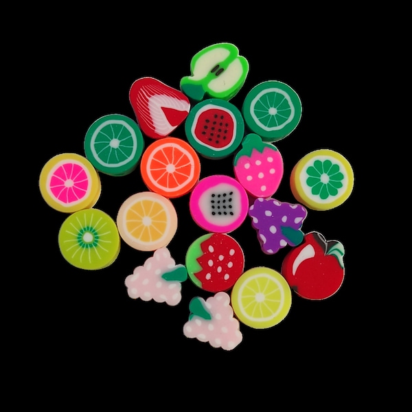 Mix-fruit mix in polymer clay-creation jewel- 30 pcs