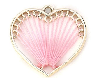 Ciondoli a forma di cuore avvolti in filo in lega di zinco placcati in oro rosa KC 26 mm x 26 mm