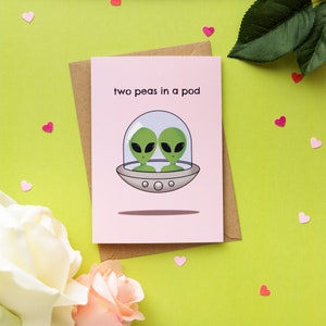 Twee erwten in een pod - Alien Valentijnsdag kaart / verjaardagskaart