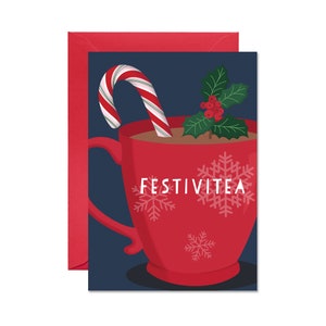 Carte de Noël festive de thé de Festivitea