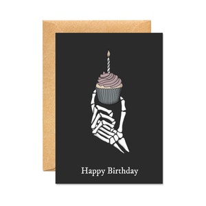 Happy Birthday Cupcake Skeleton Gothic Card image 1