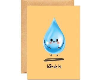 H2-Oh Hi / Hello / Just Checking In / Cute Kawaii Card