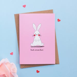 Hot Cross Bun / Punny Bunny Rabbit / Cartão de Páscoa