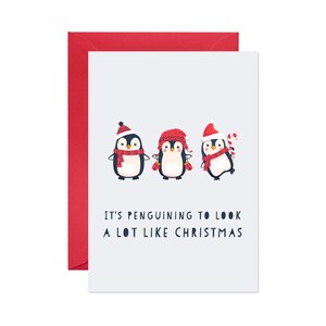 Pinguim Está Começando a Parecer Muito com o Natal Cartão de Natal