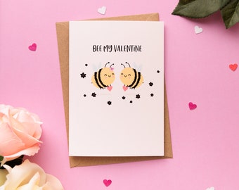 Bee My Valentine - Cute Bumblebee Valentine's Day Card / Anniversary Card