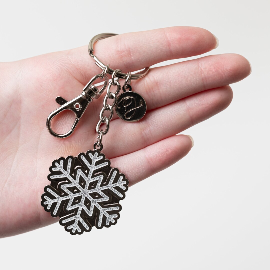 Snowflake Keychain / Sparkly Christmas Hard Enamel Keychain - Etsy