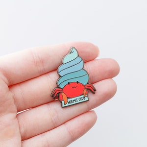 Sheldon Hermit Crab - Hermit Club Pin / Hard Enamel Pin Badge - Cute Enamel Lapel Pin / Introvert Enamel Pin