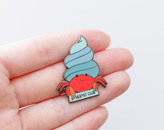 Sheldon Hermit Crab - Hermit Club Pin / Hard Enamel Pin Badge - Cute Enamel Lapel Pin / Introvert Enamel Pin