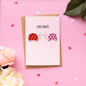 Love Bugs - Linda tarjeta de San Valentín Ladybird / Tarjeta de aniversario