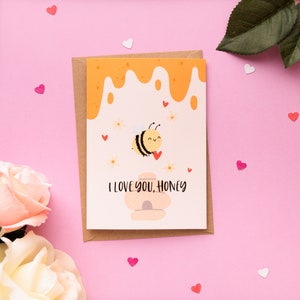 Te amo miel - Linda tarjeta de San Valentín de abejorro / Tarjeta de aniversario
