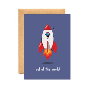 Out Of This World / Rakete / Space / Niedliche Kawaii Karte