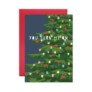 You Turn Me On Christmas Lights Weihnachtskarte