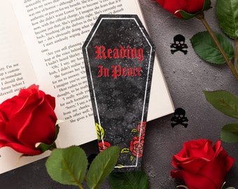 Reading In Peace Bookmark / Coffin Bookmark / Die Cut Bookmark