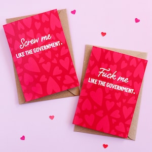 Fuck Me - Fuck Me Like The Government / Tarjeta de San Valentín / Tarjeta de aniversario