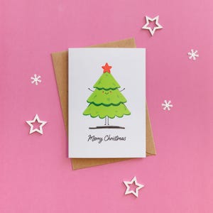 Albero di Natale Kawaii / Carina cartolina di Buon Natale