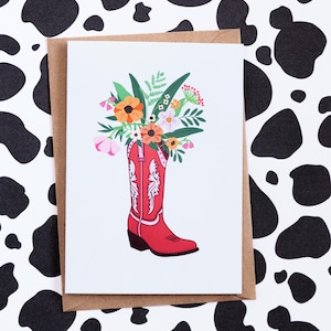 Bottes de cowboy avec des fleurs/carte de bottes de cowboy/carte de rodéo