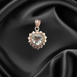 Handmade Aquamarine Heart Pendant: 925 Sterling Silver Minimalist Jewelry