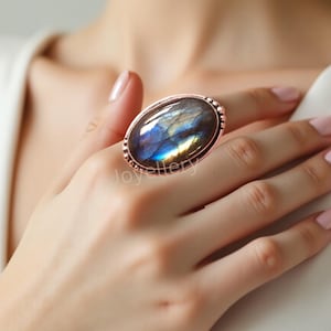 Labradorite Silver Statement Ring | 925 Sterling Silver Handmade Ring | Large Gemstone Ring | Gift for Her | Handcrafted Jewelry