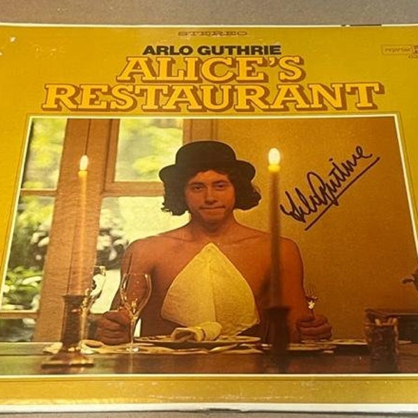 ARLO GUTHRIE Signed Autographed Vintage Alice's Restaurant Record Album LP