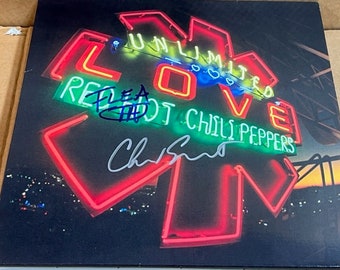 Chad Smith & Flea Dual Signed Red Hot Chili Peppers Unlimited Love Record Album LP