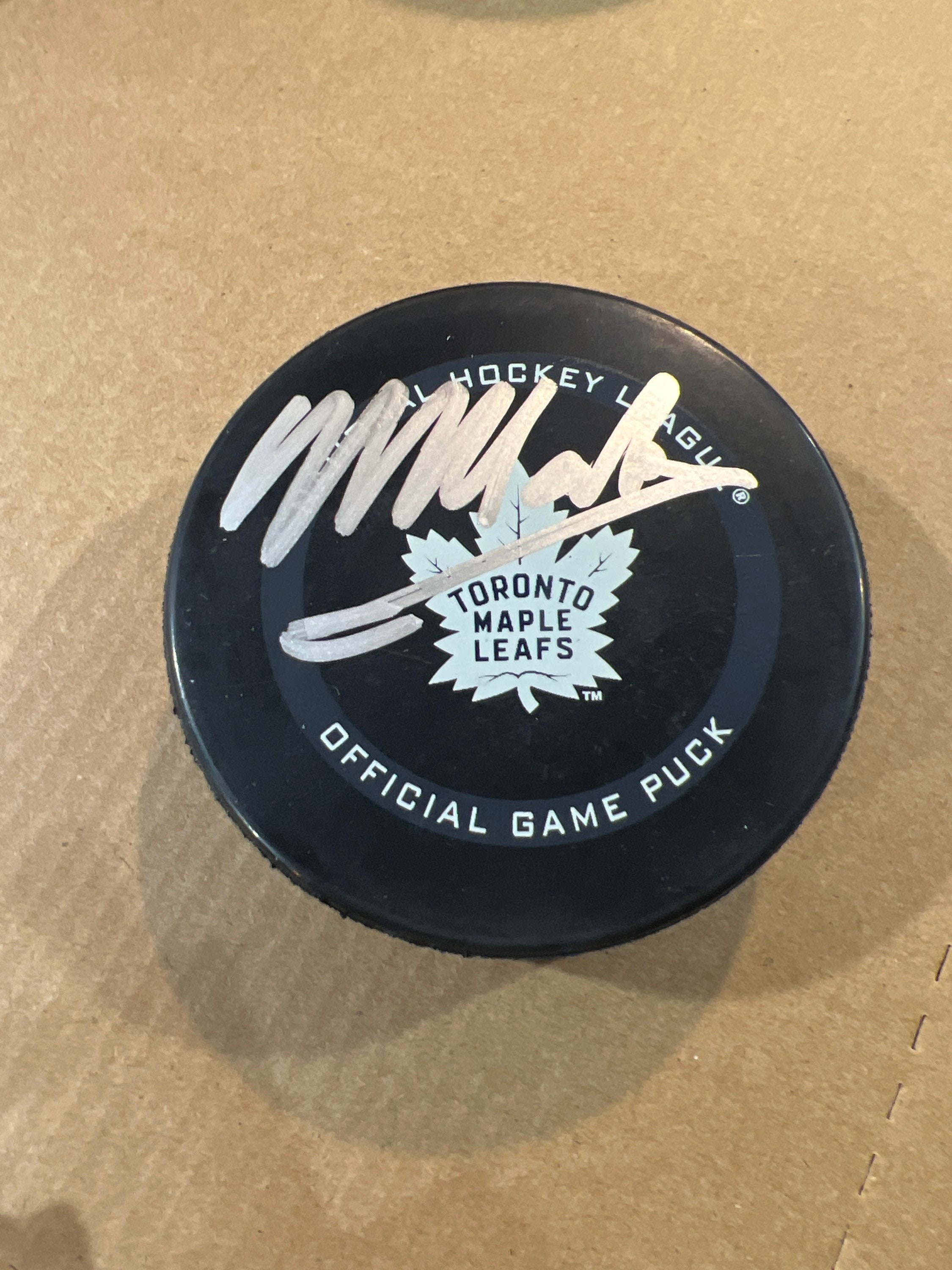 Mitch Marner Signed Framed Toronto Maple Leafs Puck