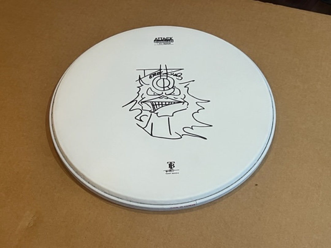 Derek Riggs Signed Autographed Drum Head With EDDIE Sketch IRON MAIDEN
