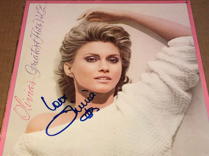 Olivia Newton John Autographed Signed Vintage Greatest Hits Record Album LP image 1