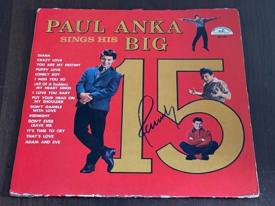 PAUL ANKA Signed Autographed Vintage 15 Greatest Hits Record Album LP