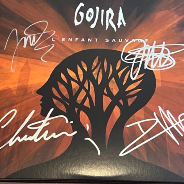 Gojira FULL BAND Signed Autographed L'Enfant Sauvage Record Album LP Joe Duplantier ++