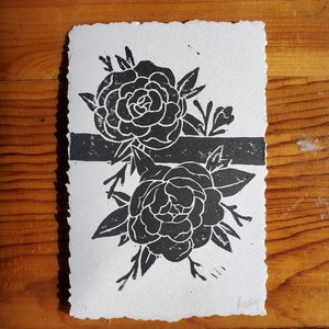 Peony Linocut Print - Limited Edition