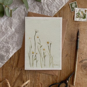 Wild Daisies Floral Illustration for Any Occaision Eco Friendly Card 100% Recycled Card Stock