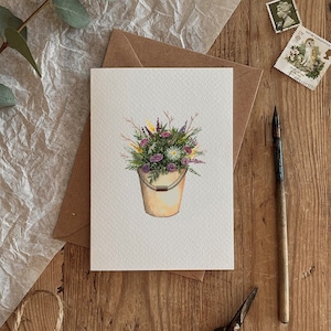 Cut Flower Bucket /Thinking of you / Birthday / Mother's Day design  Eco Friendly Greeting Card