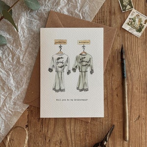 Aquarelle personnalisée Serez-vous ma demoiselle d'honneur Carte de voeux design Carte de voeux écologique