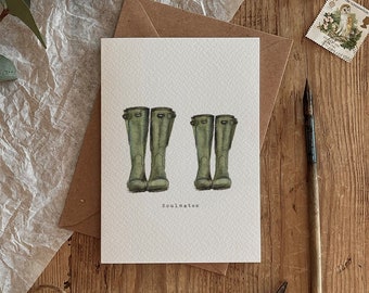 Soulmates Wellies Valentine&#39;s Day / Birthday / Lovers / Wife / Life Partner design Eco Friendly Greeting Card