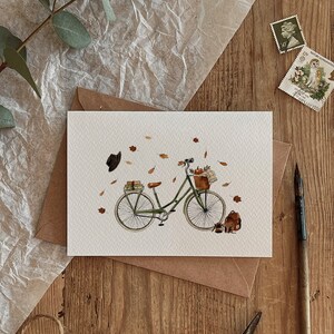 Vélo Automne Feuilles Automne Design Cosy Carte Voeux Écologique