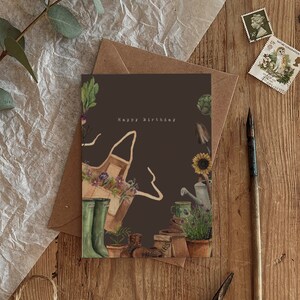 Tarjeta respetuosa del medio ambiente de la acuarela de la colección del jardín del feliz cumpleaños del 100% reciclado