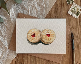 Personligt - Akvarell "Jag älskar dig Jammie Dodger" Alla hjärtans dag-kort
