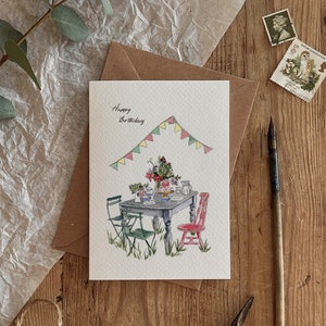 Tarjeta Ecológica de celebración del feliz cumpleaños del picnic de primavera