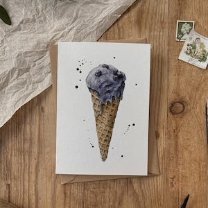Carta ecologica per acquerello con gelato al mirtillo riciclata al 100%