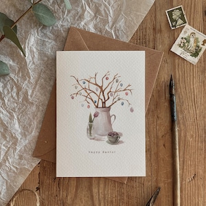 Tarjeta de felicitación ecológica con decoración de Pascua