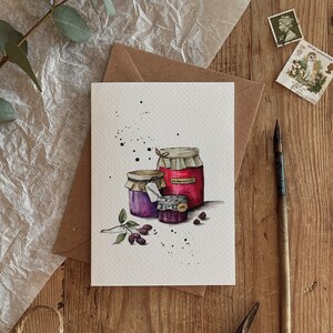 Jam Jars Verano / Cosecha Cocina Foodie Ilustración Tarjeta Ecológica Cualquier Ocasión, Cumpleaños, País, Vida Silvestre