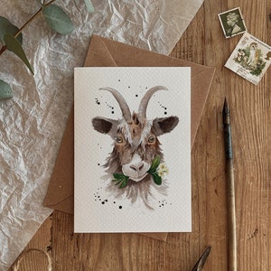 Tarjeta Ecológica Con Ilustración Descarada Cabra Gertrude Para Cualquier Ocasión