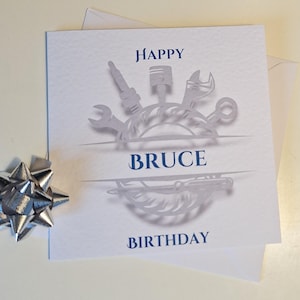 Carte d'anniversaire personnalisée pour mécanicien/voiture