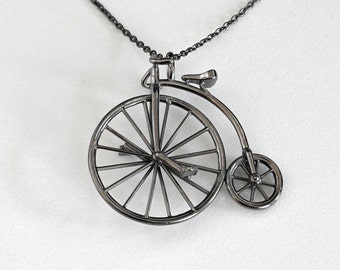 Stylish Silver Bicycle Pendant  with Black Rhodium plating.