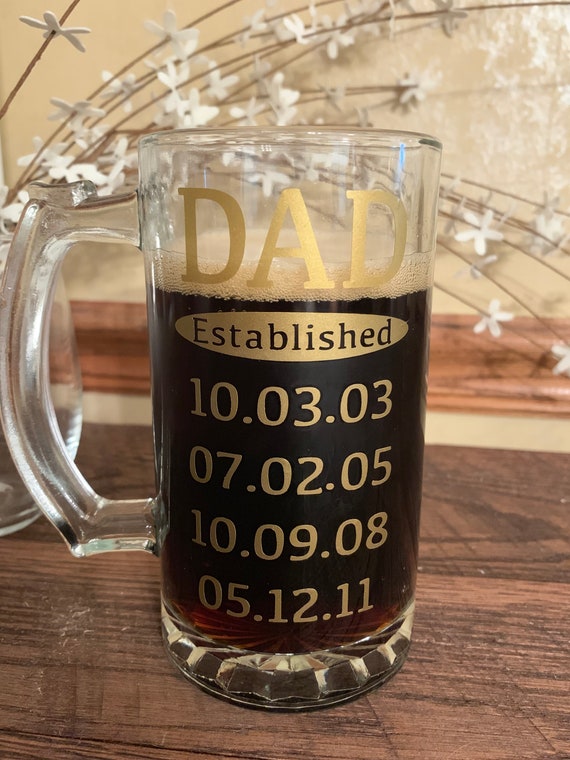 Best Papa Ever Beer Glass Mug - 16oz Beer Mug, Dad Birthday