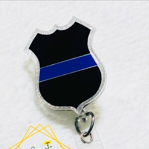 Police Husband Dad Son Brother Blue Stripe EKG Button Badge Reel  Retractable ID Holder Alligator or Slide Clip Gift -  Canada