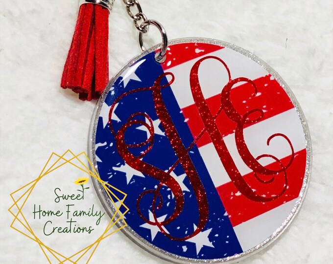 Circle Monogram Acrylic Keychain Personalized Keychain Monogram ...