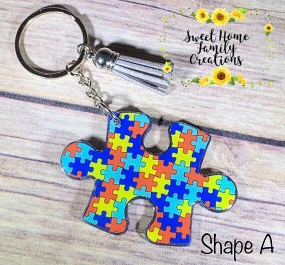 Autism puzzle piece keychain clearance