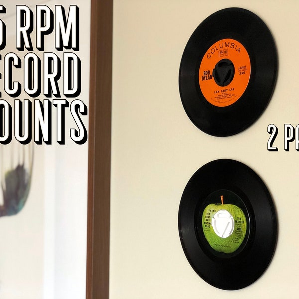 2 Pack - 7" Vinyl Wall Mount Record Displays - Removable! - 45 RPM Holders
